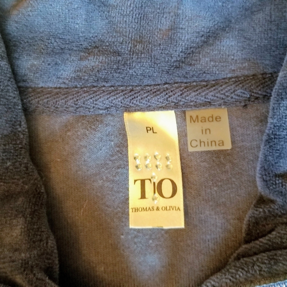 Navy blue velour zip up jacket - Picture 3 of 3